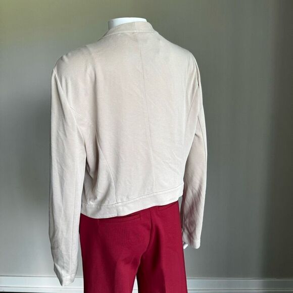 BCBGMAXAZRIA Donnie Draped Waterfall Crop Cardigan Beige - Picture 4 of 9